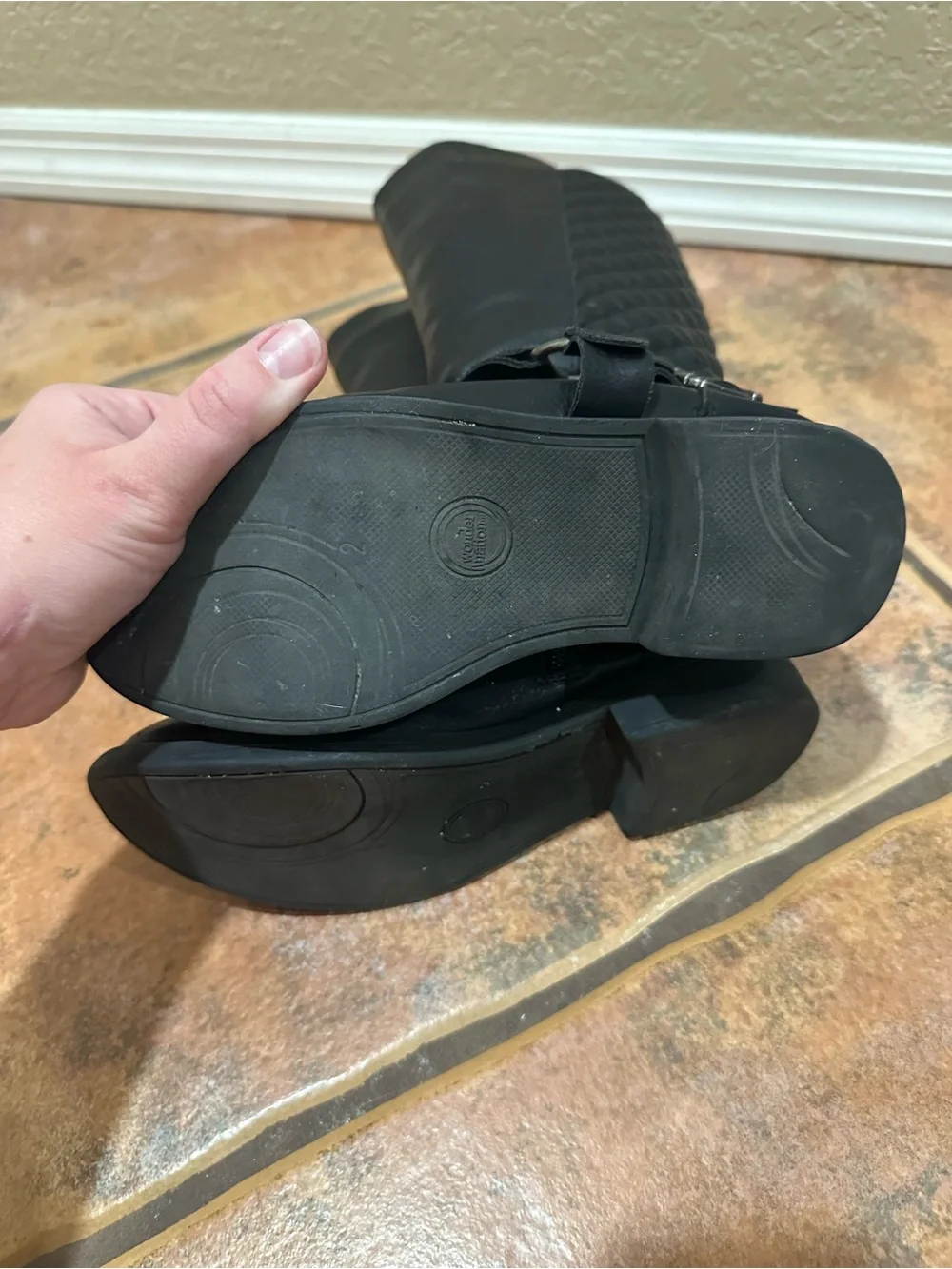 Wonder Nation Black Quilted Riding Boots | Girls Size 2